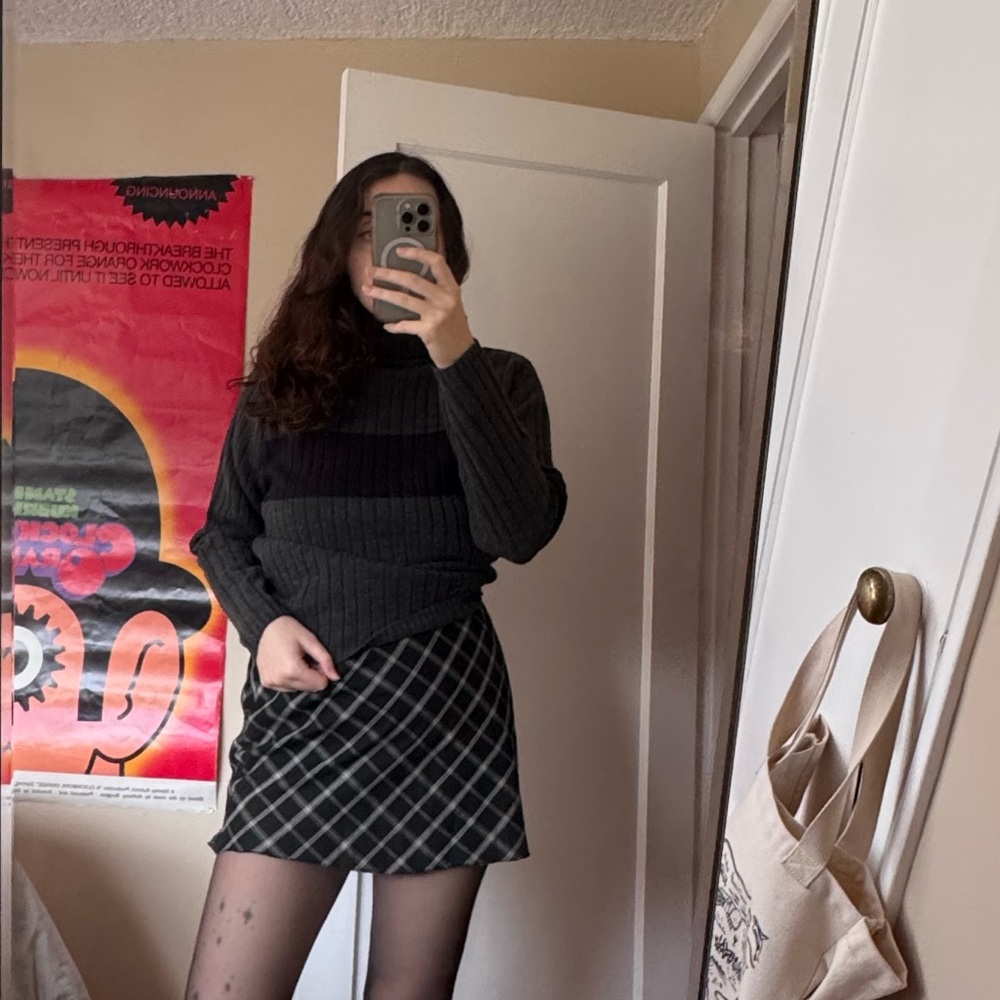 Express Y2K Striped Dark Academia Turtleneck Sweater